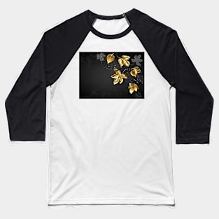 Background with Gold Leaves Baseball T-Shirt